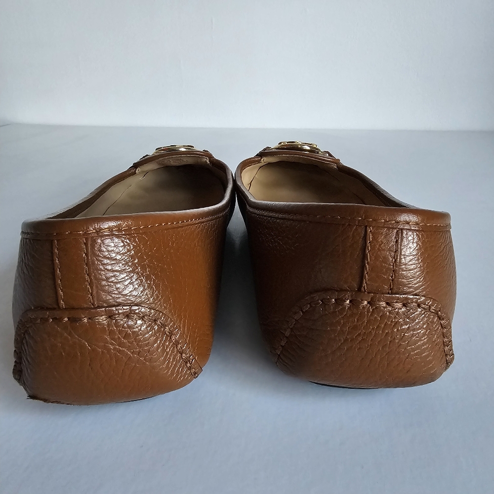 Michael Kors Brown Leather Flats with Gold Emblem - Picture 6 of 10